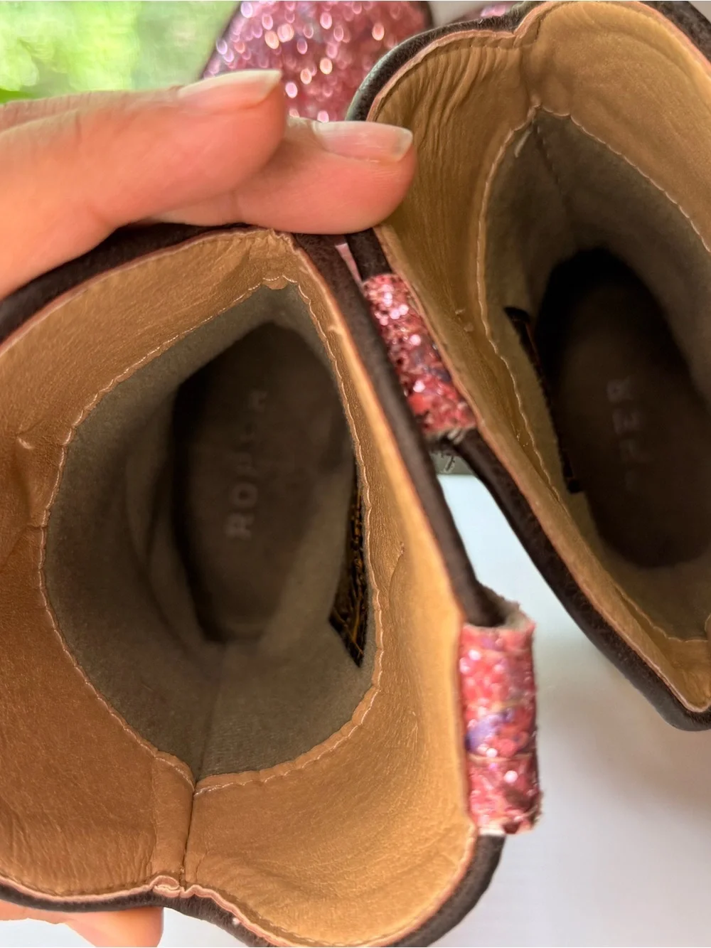 Roper Toddler Pink Glitter Aztec Square Toe Boot